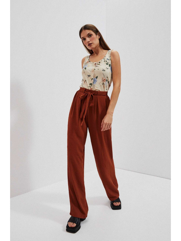 Moodo Кафяви панталони с широки крачоли Moodo