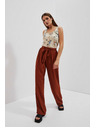 Moodo Кафяви панталони с широки крачоли Moodo