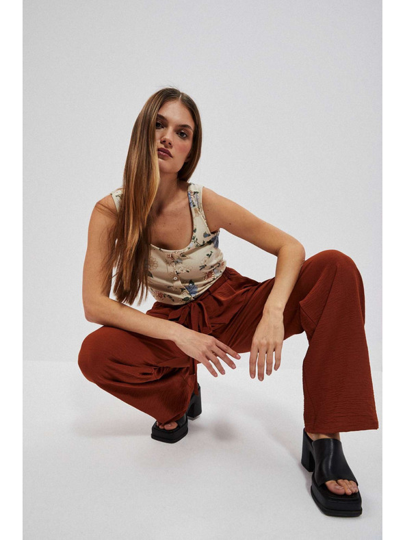 Moodo Кафяви панталони с широки крачоли Moodo