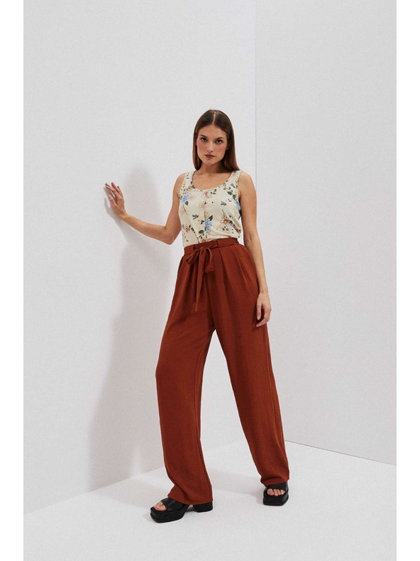 Moodo Кафяви панталони с широки крачоли Moodo