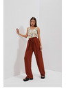 Moodo Кафяви панталони с широки крачоли Moodo
