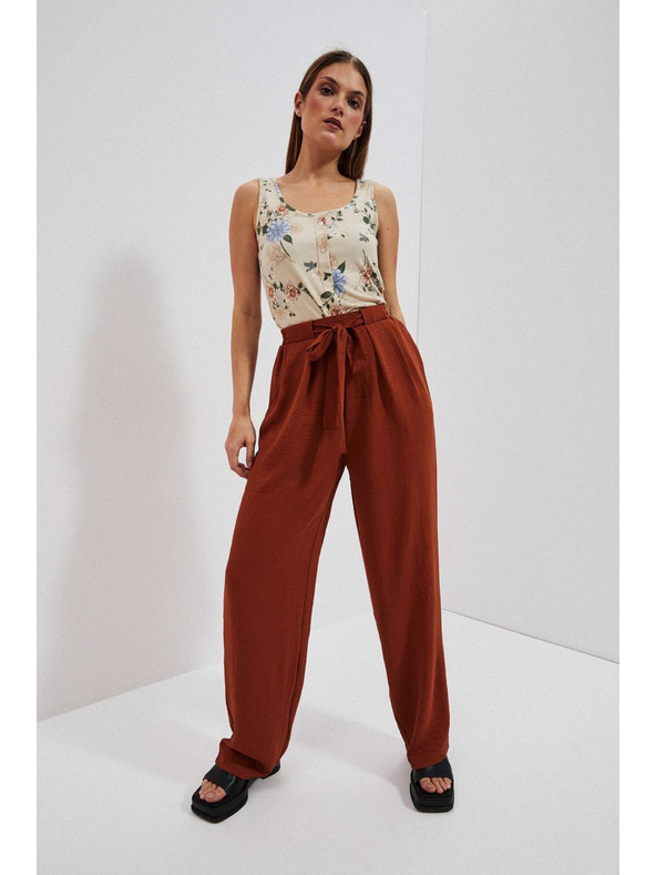 Moodo Кафяви панталони с широки крачоли Moodo