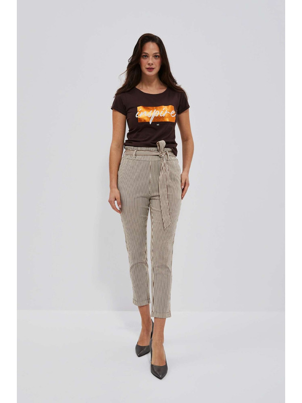 Moodo Раирани панталони с колан в талията Moodo