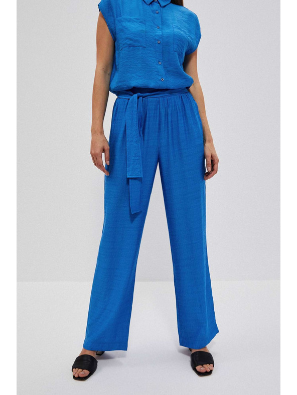 Moodo Лазурни панталони с широки крачоли Moodo