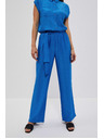 Moodo Лазурни панталони с широки крачоли Moodo