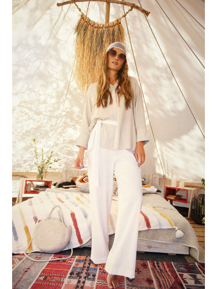 Moodo Ленени панталони с широк силует Moodo