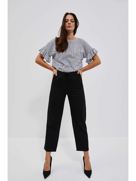 Moodo Ленени панталони с прави крачоли черни Moodo