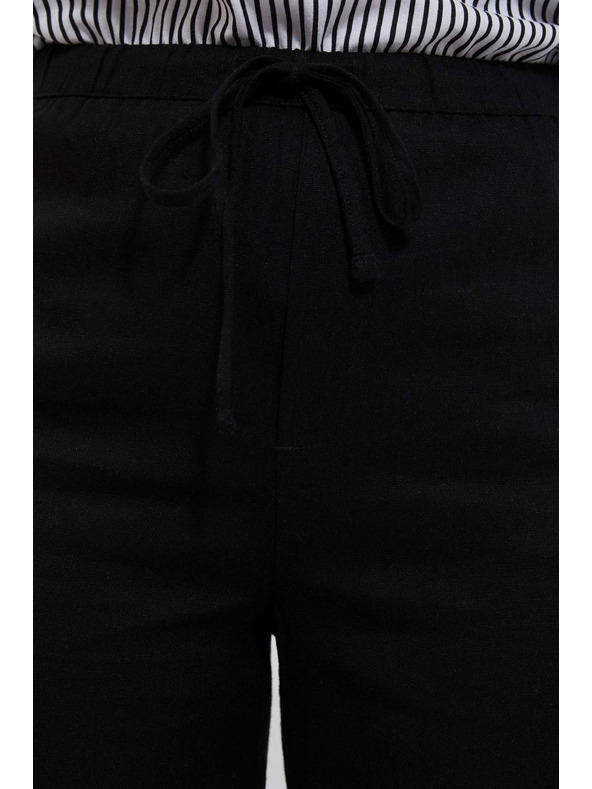 Moodo Ленени панталони с прави крачоли черни Moodo