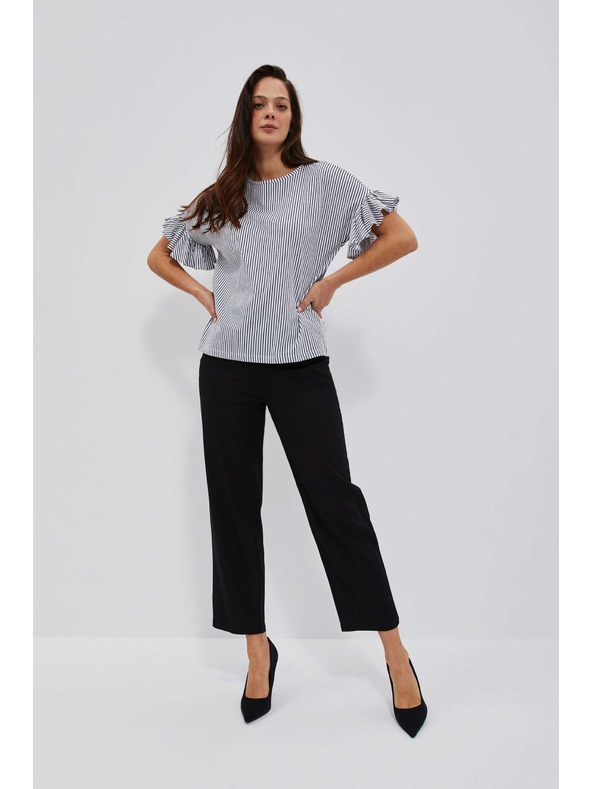 Moodo Ленени панталони с прави крачоли черни Moodo