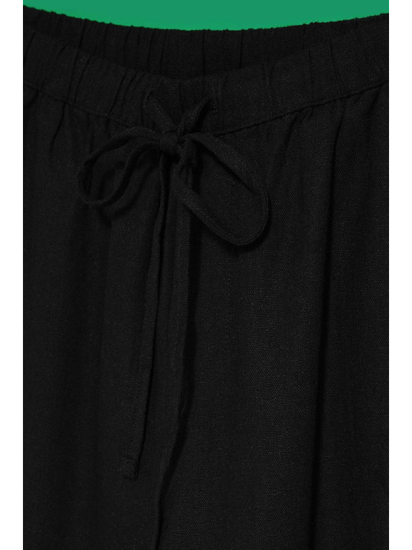 Moodo Ленени панталони с прави крачоли черни Moodo