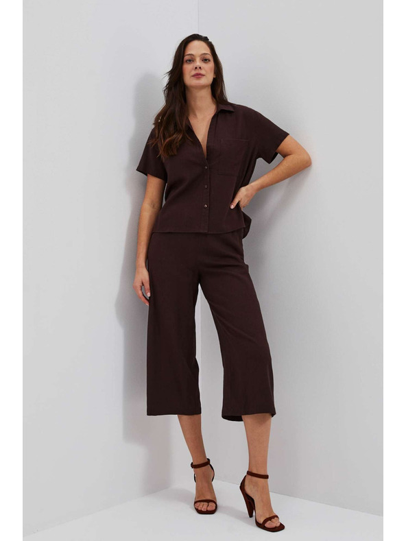 Moodo Тъмнокафяви панталонки-пола с ластик в талията Moodo