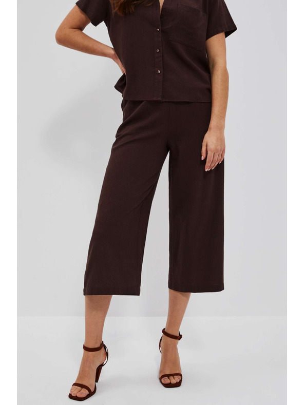 Moodo Тъмнокафяви панталонки-пола с ластик в талията Moodo