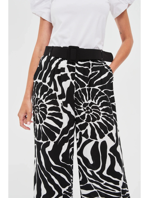 Moodo Вискозни панталони с колан черни Moodo