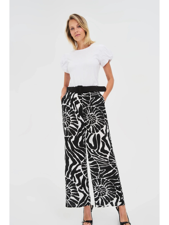 Moodo Вискозни панталони с колан черни Moodo