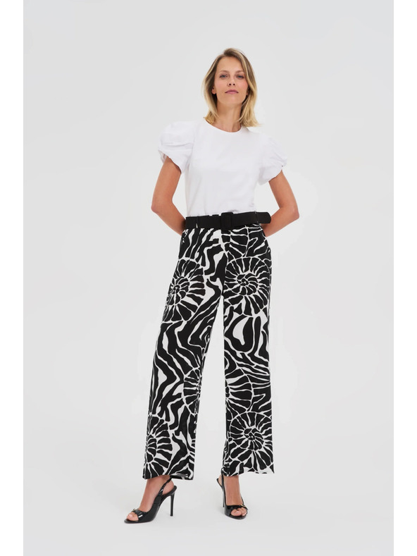 Moodo Вискозни панталони с колан черни Moodo