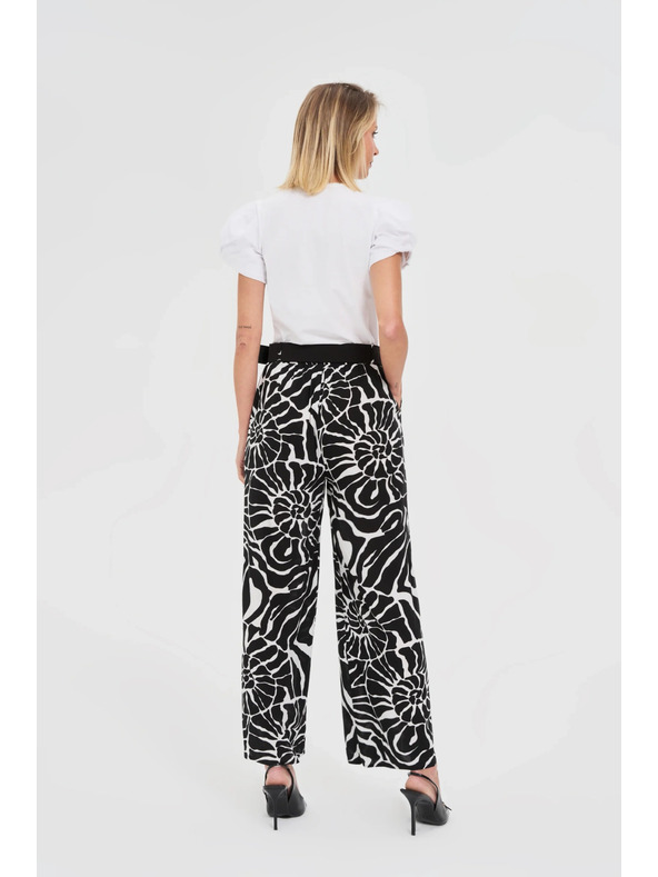 Moodo Вискозни панталони с колан черни Moodo