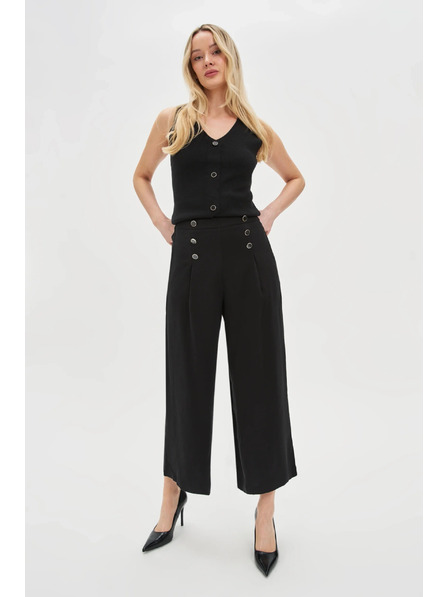 Moodo Черни панталонки-пола с копчета Moodo