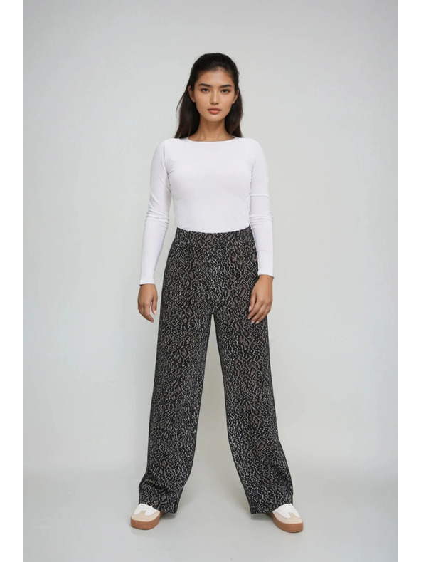 Moodo Черни панталони с леопардов десен Moodo