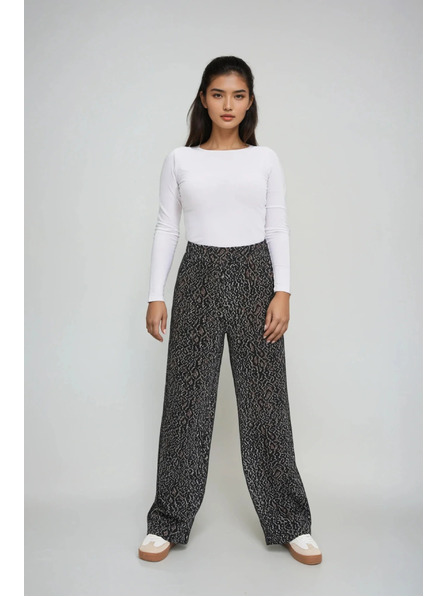 Moodo Черни панталони с леопардов десен Moodo