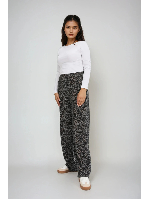 Moodo Черни панталони с леопардов десен Moodo