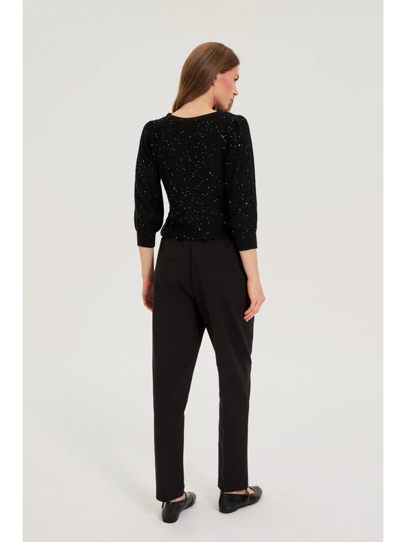 Moodo Черни панталони с текстура и прави крачоли Moodo