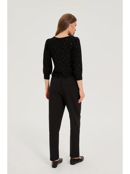 Moodo Черни панталони с текстура и прави крачоли Moodo