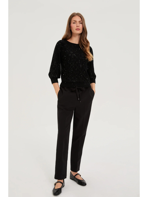 Moodo Черни панталони с текстура и прави крачоли Moodo