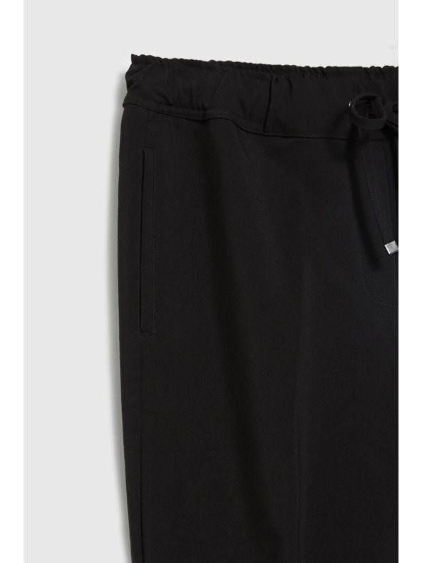 Moodo Черни панталони с текстура и прави крачоли Moodo