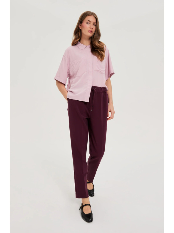 Moodo Бордо панталони с текстура и прави крачоли Moodo