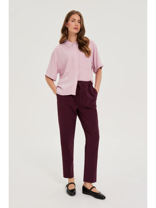 Moodo Бордо панталони с текстура и прави крачоли Moodo