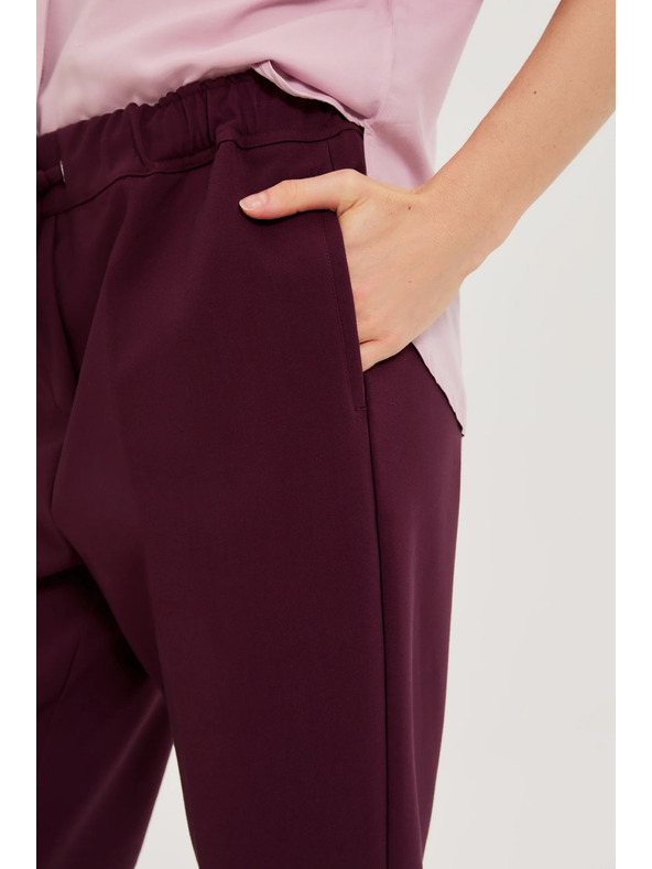 Moodo Бордо панталони с текстура и прави крачоли Moodo