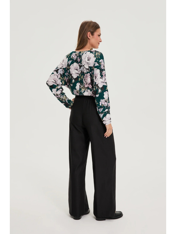 Moodo Черни панталони с широки крачоли Moodo