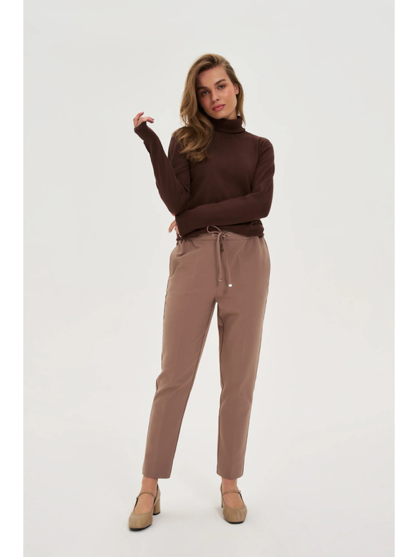 Moodo Тъмнобежови панталони със структура и прави крачоли Moodo