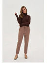Moodo Тъмнобежови панталони със структура и прави крачоли Moodo