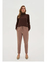 Moodo Тъмнобежови панталони със структура и прави крачоли Moodo