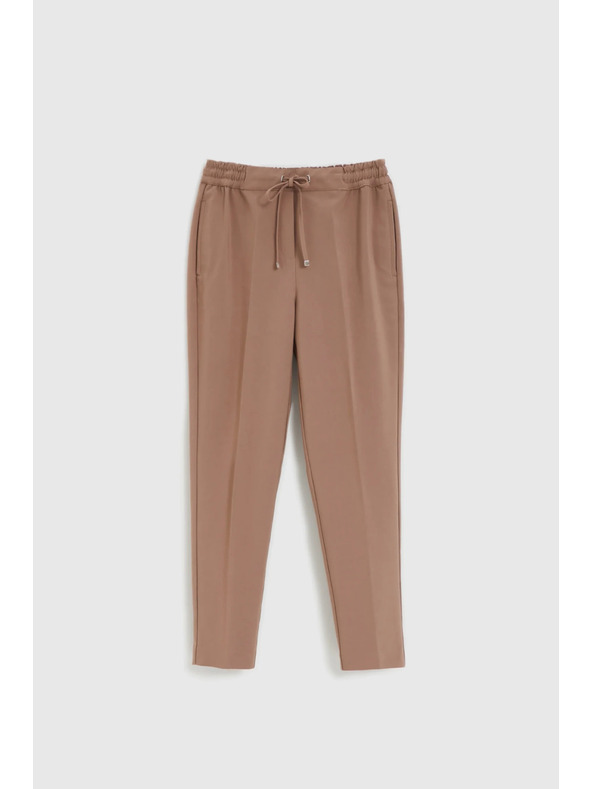 Moodo Тъмнобежови панталони със структура и прави крачоли Moodo