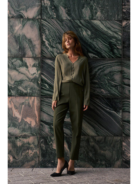 Moodo Тъмнооливови цигарени панталони Moodo