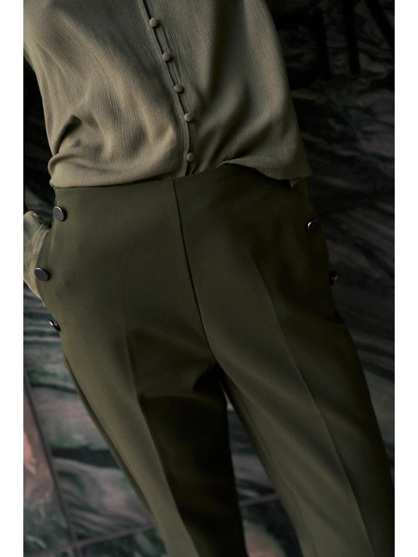 Moodo Тъмнооливови цигарени панталони Moodo