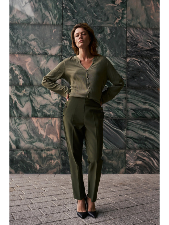 Moodo Тъмнооливови цигарени панталони Moodo