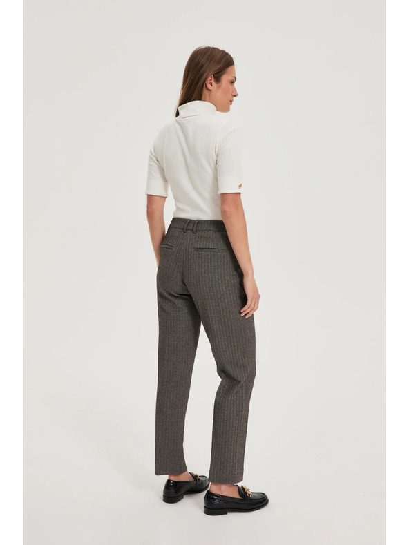 Moodo Тъмнобежови панталони с металически нишки Moodo