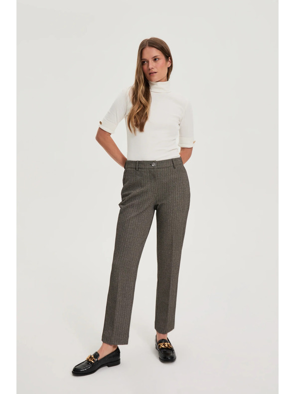 Moodo Тъмнобежови панталони с металически нишки Moodo