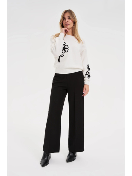 Moodo Черни панталони с широки крачоли Moodo