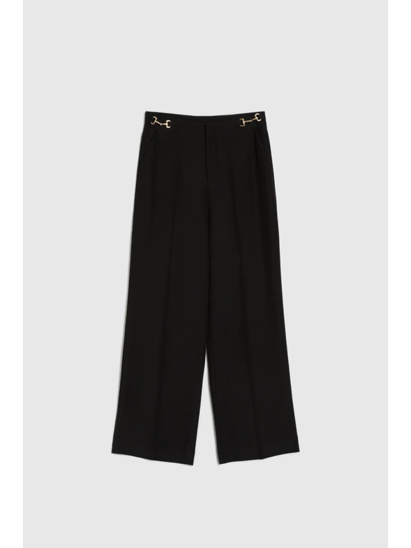 Moodo Черни панталони с широки крачоли Moodo