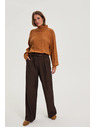 Moodo Кафяви панталони със структура и колан Moodo