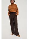 Moodo Кафяви панталони със структура и колан Moodo