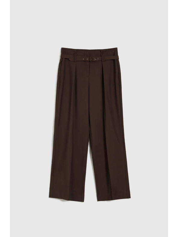 Moodo Кафяви панталони със структура и колан Moodo