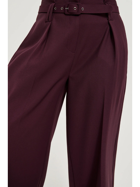 Moodo Бордо панталони със структура и колан Moodo