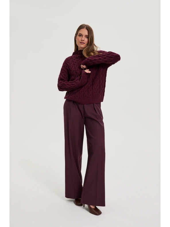 Moodo Бордо панталони със структура и колан Moodo