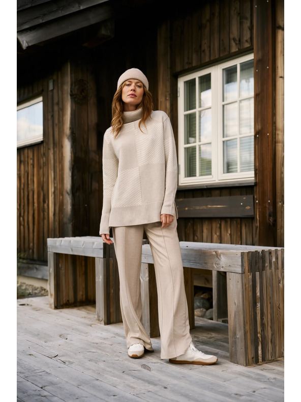 Moodo Бежови широки панталони Moodo