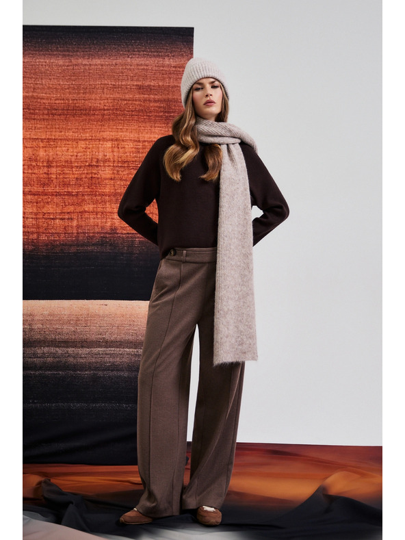 Moodo Кафяви панталони с широки крачоли Moodo